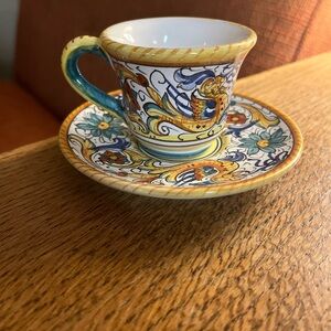 l’Antica Moretti Deruta Raffaellesco Demitasse Cup & Saucer Italy